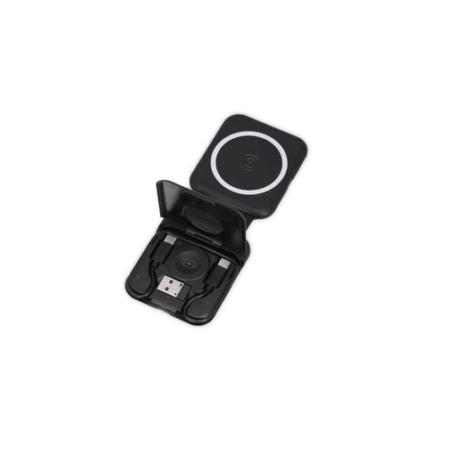 TURIN - @memorii Foldable 2-in-1 Wireless Charger and Multicable Set - Black