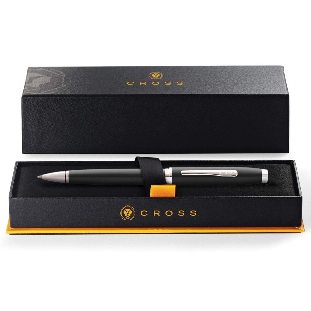 Coventry Black Lacquer with Polished Chrome Appointments Ballpoint Pen (Blue Ink) 
