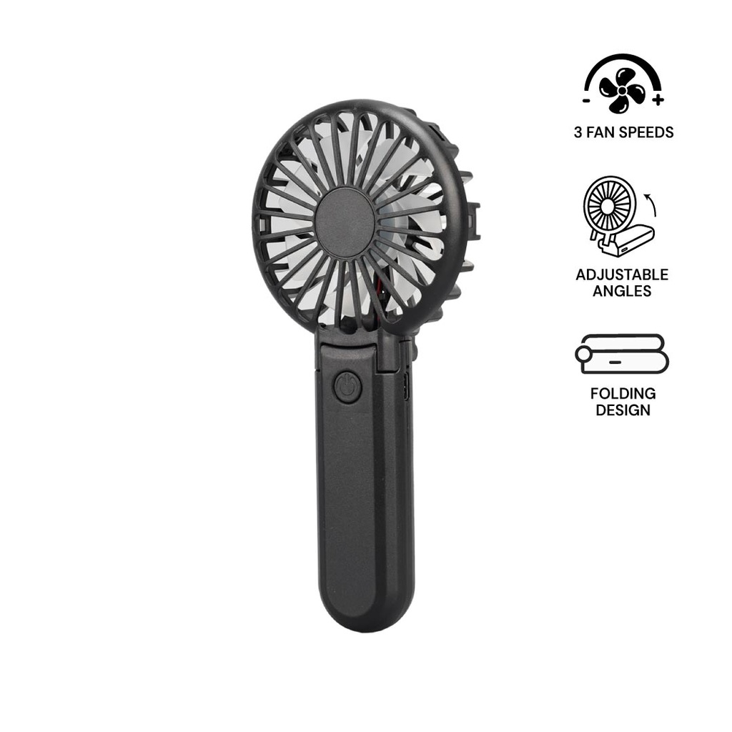 ROTO - Rechargeable Handheld Fan with Foldable Desk Stand - Black 