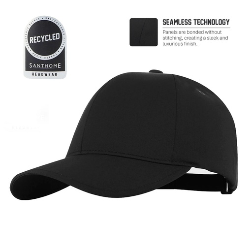 [HWSN 7128] PEAK - Santhome® DryNCool® Advanced Seamless 6-Panel Cap - Black